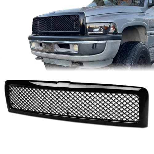 CABOHON Glossy Black Grille For 1994-2001 Dodge Ram 1500 1994-2002 Ram 2500 3500 Mesh Front Bumper Upper Grill