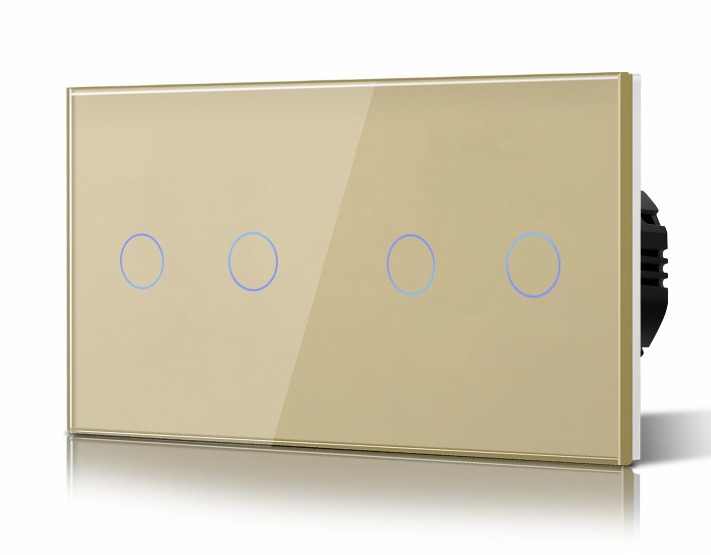 BSEED Touch Light Switch,Tempered Glass Panel with LED Backlight,No Neutral Wire Required,Non-WiFi,2 Gang 1 Way,146mm Oro