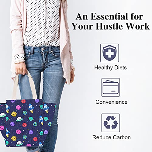 Iknoe Lunch Bag Insulated Lunch Bags For Women Men Reusable Lunch Tote Portable Adult Thermal Large Lunch Cooler For Work Picnic Beach-Spacecraft #TOP5