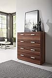 Made in Germany! moebel-dich-auf.de Sideboard Anrichte Mehrzweckschrank Highboard Schrank Malaga 3 mit 4 Schubkästen Kommode Walnuss Zwetschge