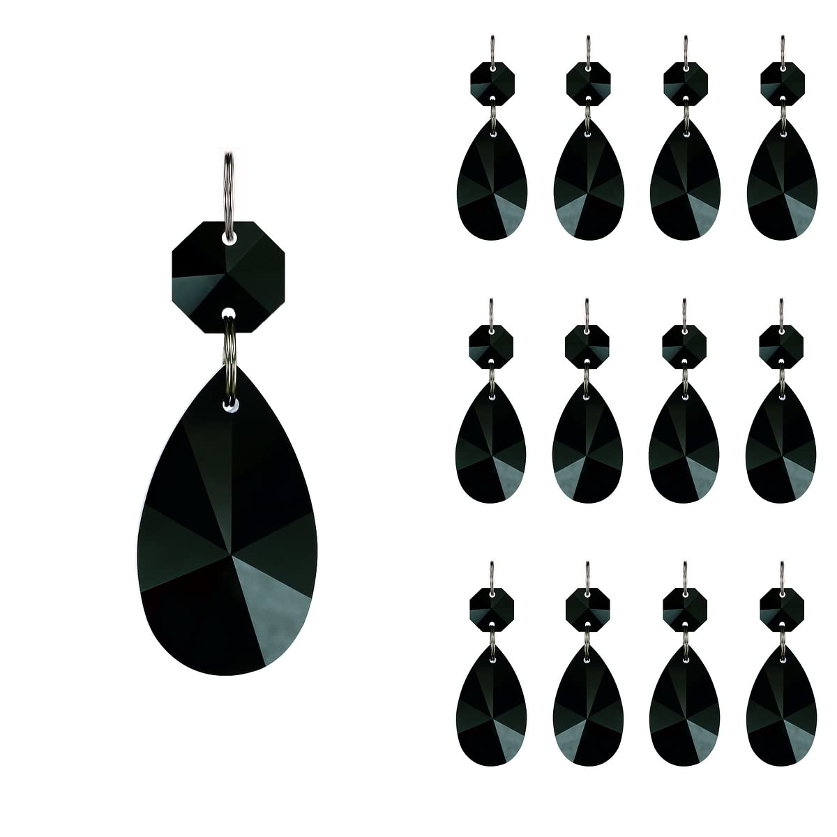 12pcs 38mm Teardrop Crystal Chandelier Prisms Parts with Glass Octagon Beads Chain for Chandeliers, Wedding Party, Christmas Decoration GOLDENHAITAI (