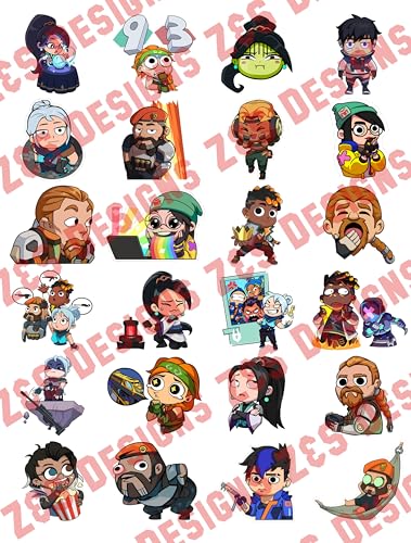 Image of Valorant Vinyl Stickers for Valorant Lovers, Gamer's and Others. Water Resistant, Resedue Free, Fade Proof, Installation Type : Peel & Stick, Width & Height : 5cm x 5.5cm, Unit : 24 Stickers