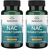 Swanson NAC N-Acetyl Cysteine Antioxidant Anti-Aging Liver Support & Amino Acids Supplement 600 mg 100 Capsules (2 Pack)