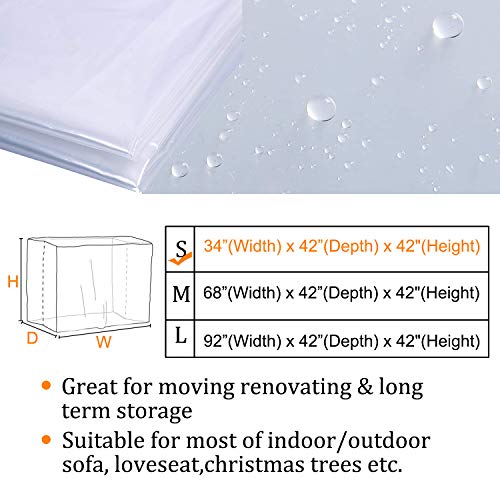 Startwo Furniture Cover Plastic Bag Plastic Couch Cover Heavy Duty Water Resistant Thick Clear | Sofa Slipover For Moving And Long Term Storage 42”(Width) X 34”(Depth) X 42"(Height) #TOP6