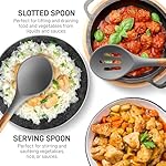 Zulay Kitchen Utensils Set Non-Stick Silicone Cooking Utensils Set with Authentic Acacia Wood Handles - 5 Piece Silicone Utensil Set - Kitchen Utensils Set with 464°F Heat Resistance - Gray - Image 4