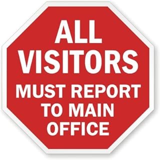 SmartSign "All Visitors Must Report To Main Office" Sign | 24" x 24" 3M High Intensity Grade Reflective Aluminum, Made in USA