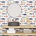 Fish Wallpaper Peel and Stick, Colorful Fishes Contact Paper 17.5