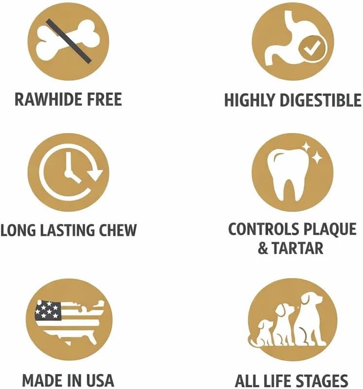 Munchy Bones Peanut Butter Dog Chews - 14 Chews Medium Large Dogs Rawhide Free Long Lasting Durable Highly Digestible Helps Control Plaque Tartar Made in USA Dog Treats All Life Stages Puppy Senior
