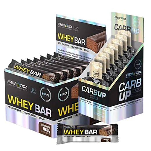 Combo Whey bar cx 24un e Carb Up Black Gel - Probiótica Sabor:Chocolate
