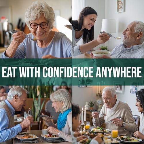 BUNMO Adaptive Utensils for Elderly, Arthritis, Weak Hand Grip & Handicapped - 4 Piece Set - Convenient Travel Pouch - Lightweight - Arthritis Gifts for Seniors Over 80 - Gifts for Disabled Adults - Image 7