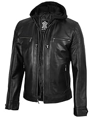 Merrill - Black Hooded Leather Jacket