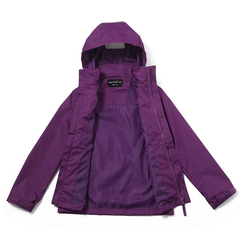 Image of YINGJIELIDE Boys Girls Waterproof Rain Jackets Kids Easy to Fold Windbreaker Lightweight Outdoor Hooded Raincoat
