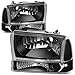 For Ford Super Duty/Excusion 4pcs Black Housing Clear Corner Headlight+Bumper Light Kit Replacement