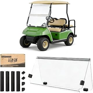 10L0L Golf Cart Windshield for Club Car DS 1982-2000 0.2 Inch(5MM) Thick DOT Approved Windproof Windshield - Fold Down, Impact Resistant Clear