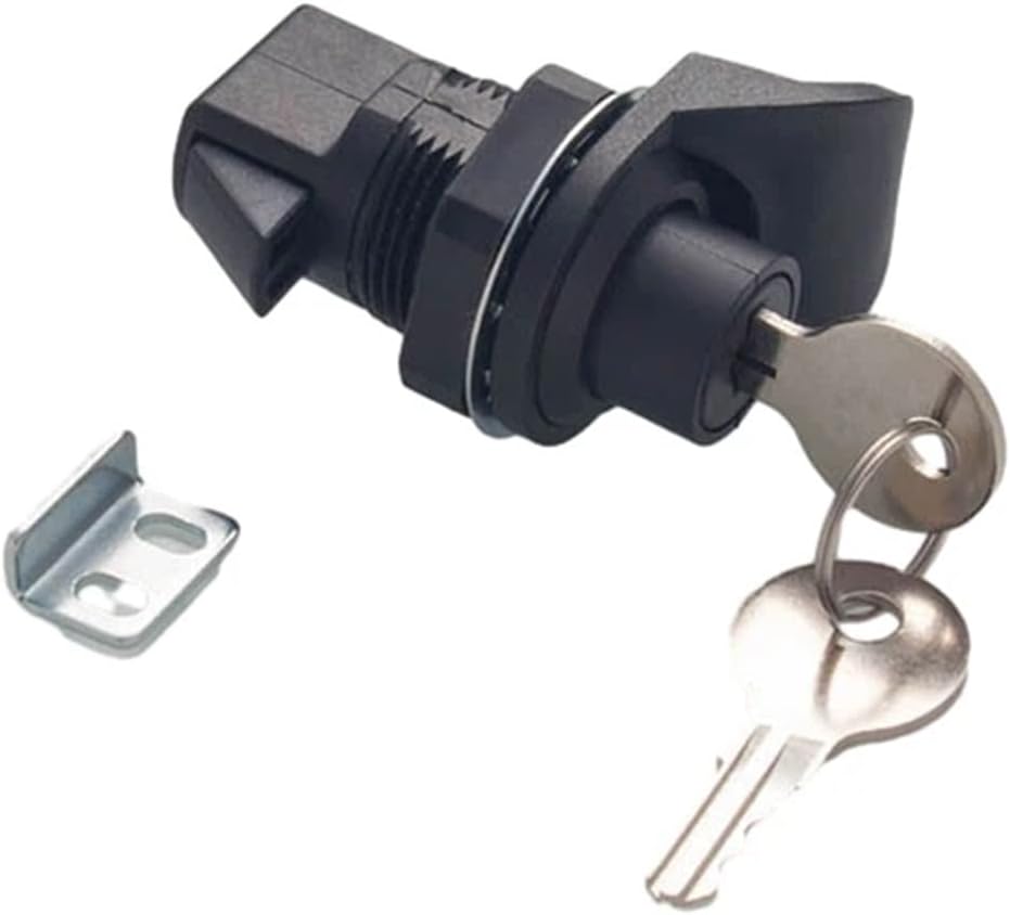 Black Tongue Lock Switch Electric Cabinet Door Lock Industrial Distribution Box Lock Push-Type Plastic Button Lock 1Pcs(GS0027-Key)