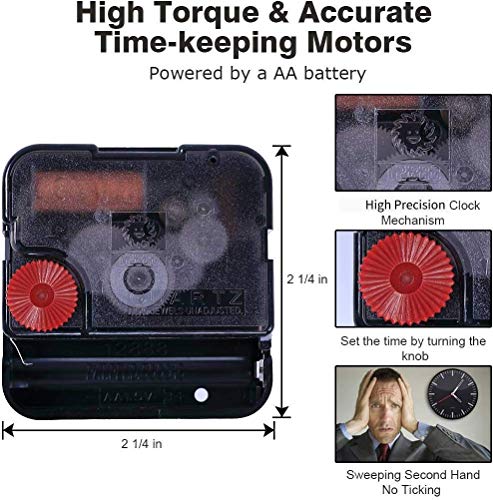 Emoon Clock Movement Mechanism With 3 Pack Clock Hands, Silent Sweep Quartz Clock Motor Kit, For Clock Repair Diy Replacement, Custom Clock #TOP4