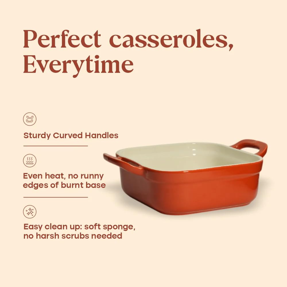 CUMIN CO. Ceramic Baking Trays | Set of 2, 8"x8" & 9"x13" | Non Toxic Enamel Coated Bakeware | Free Accessories | Induction, Micro & Oven Safe | Moringa (Green) 3