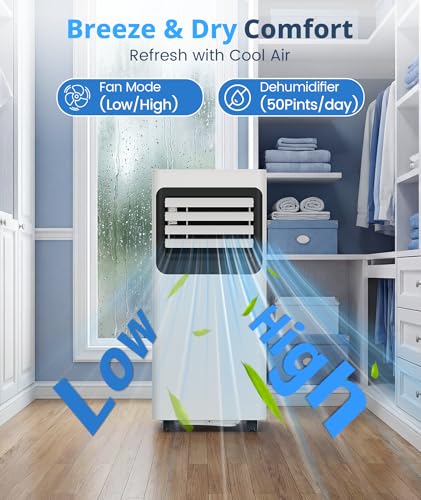 Image of 8000 BTU Portable Air Conditioner, 4-in-1 AC Unit Cools 350 Sq.Ft, Quiet Air Conditioner with Dehumidifier & Fan, LED Display, Remote, 24H Timer, Window Kit for Bedroom Office Dorm