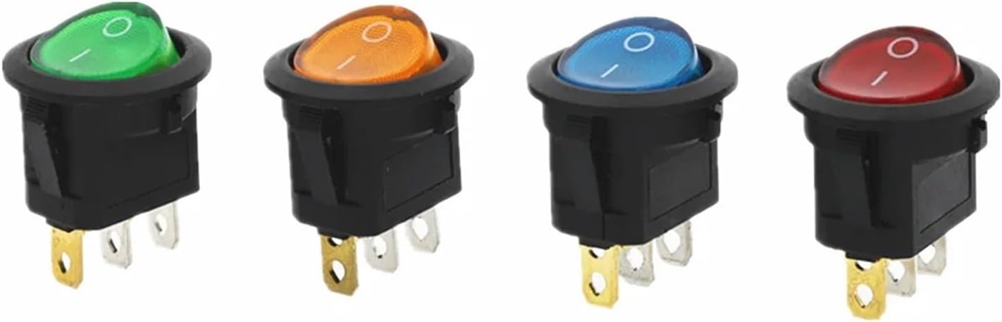 100Pcs 12V LED illuminuted Rocker Switch 20A 12V Push Button Switch Car Button Lights ON/Off Round Rocker Switch(Green)