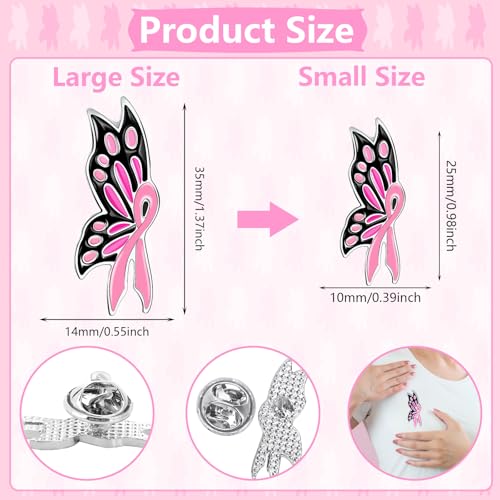72 PCS Pink Ribbon Butterfly Enamel Brooch Breast Cancer Awareness Lapel Pins Pink Ribbon Pins Hope Love Ribbon Pins for Women Girls Breast Cancer Survivor Support Statement2