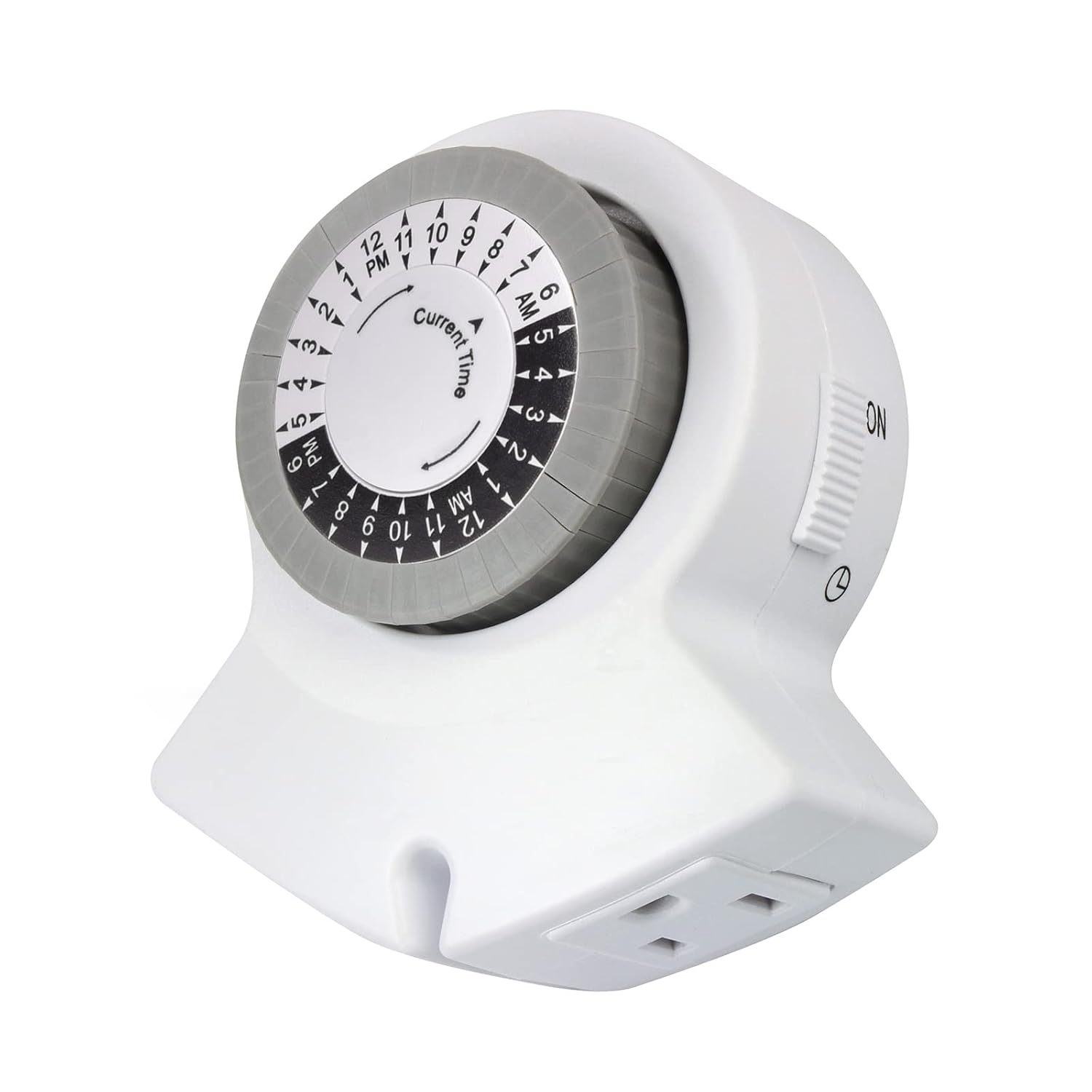 Clear Power Indoor Timer (Dual Pack) 2 Grounded Outlet 24 Hour Mechanical Timer for Lamps, Holiday Decor, Grow Lights, Aquarium, White, DCIT-00032P-DC: Tools & Home Improvement