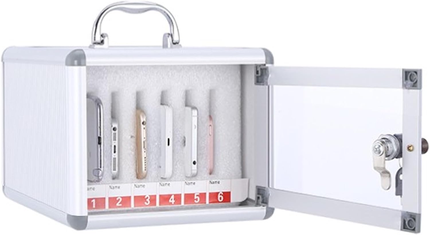 School Mobile Phone Storage Cabinet with 6 Compartments Student Locker for Small Portable Phones Holds up to 6 Cell Phones