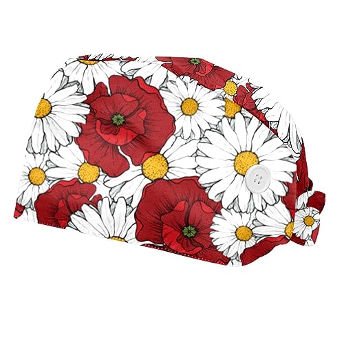 Chapeaux de travail VERED fleurs marguerite rose casquettes ajustables bandeau