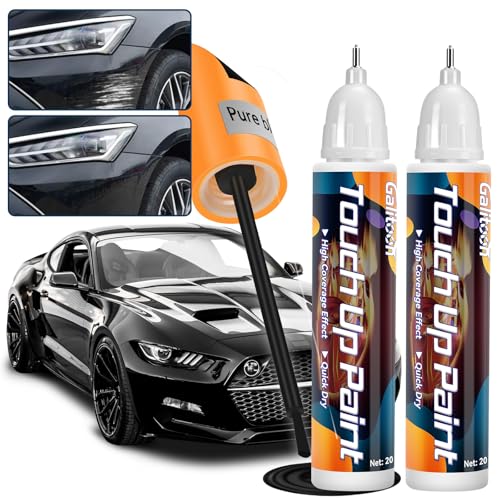 2-In-1 Car Touch Up Paint Scratch Remover Pen for Vehicles, 2 Pack Touch Up Paint for Cars, Quick & Easy Solution to Erase Car Scratches Touchs Up Paint Pen (Black)