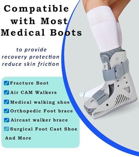 Walking Boot Sock Replacement Extra-Wide Knee High Socks for Foot Brace,Fracture Boot Men & Women 2 Pairs4