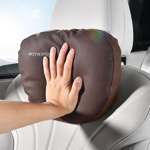 Image of Coverado Car Headrest Pillow Soft Memory Foam Car Neck Support Pillow with Adjustable Strap, Relax Head Muscles Relieve Driving Fatigue, Breathable & Removable Cover