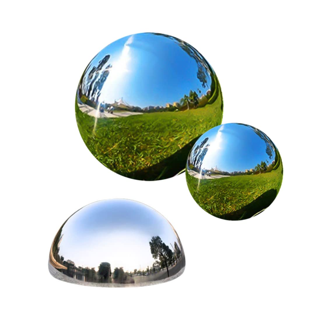 Statues de Jardin, baule à Regard en Acier Inoxydable Miroir de Globe en Acier Inoxydable Miroir polir Boule de Jardin réfléchissant 6 pcs Style 1, Boule Creux