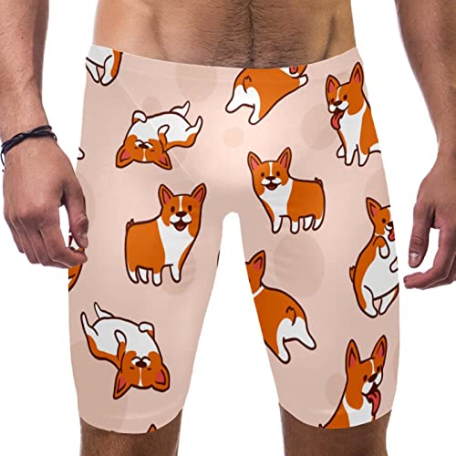 Bóxer de natación para hombre y niño HUI JIN SHOP, traje de baño Corgi rosa multicolor, XXL
