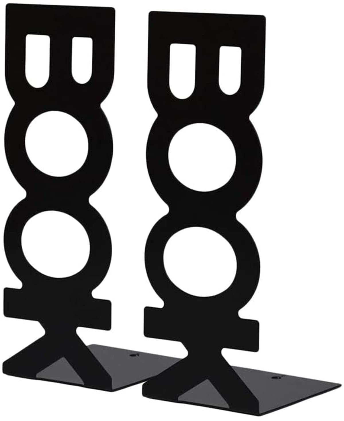 KASTWAVE Bookend Frame, Retro Organized Creative Lightweight Frame Creative Bookends Frame Organized for School Library Home 2pcs Black