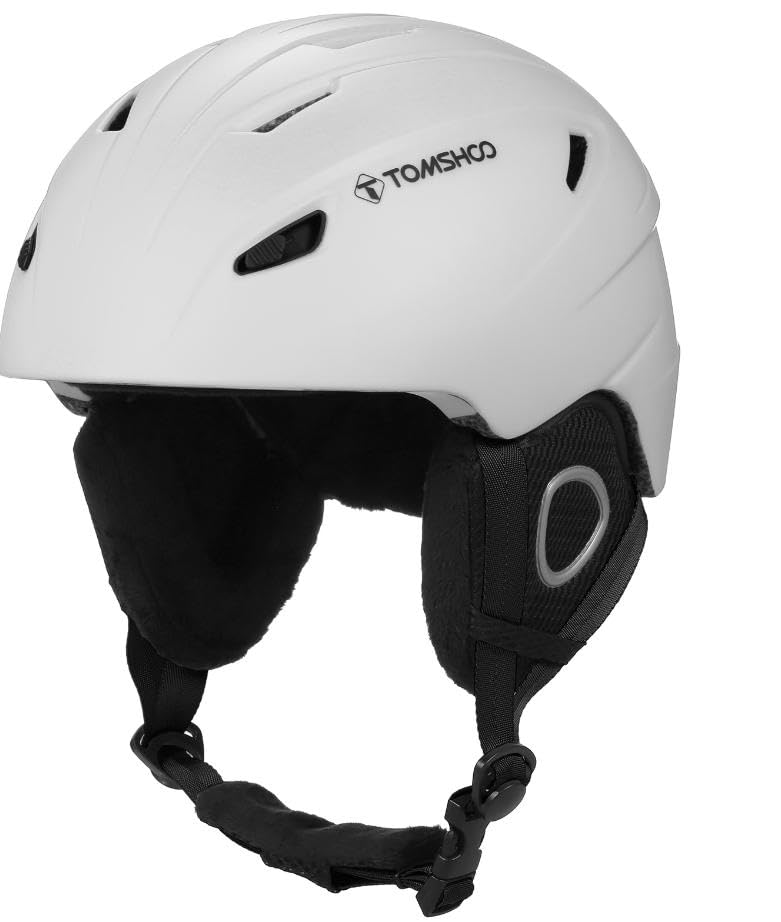 ERYUE Casco de esquí Protección Máxima Ventilación Ajustable Casco de Snowboard para Adultos Snowboard y Ciclismo Negro/Blanco (L Sin Gafas)