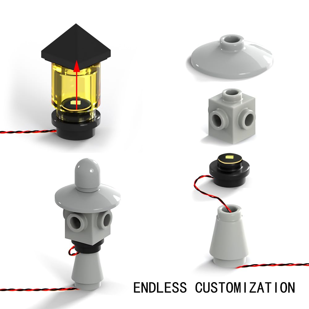 14pcs 1x1 Punkt Bausteine LED DIY Garten Rasen Licht Stadt Straße Atmosphäre Lampe (USB Powered) Kompatibel mit Mainstream-Markenbausteinen Blöcken (Nur Beleuchtung, Kein Modell)