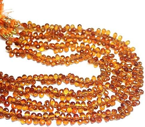 1 Strand Citrine Tear Drop Faceted 9'' Long Strand Gemstone Beads, Jewelry Supplies for Jewelry Making, Bulk Beads, for Meditation Jewellery for Reiki Healing Mystic Gemstone Size 5mm
