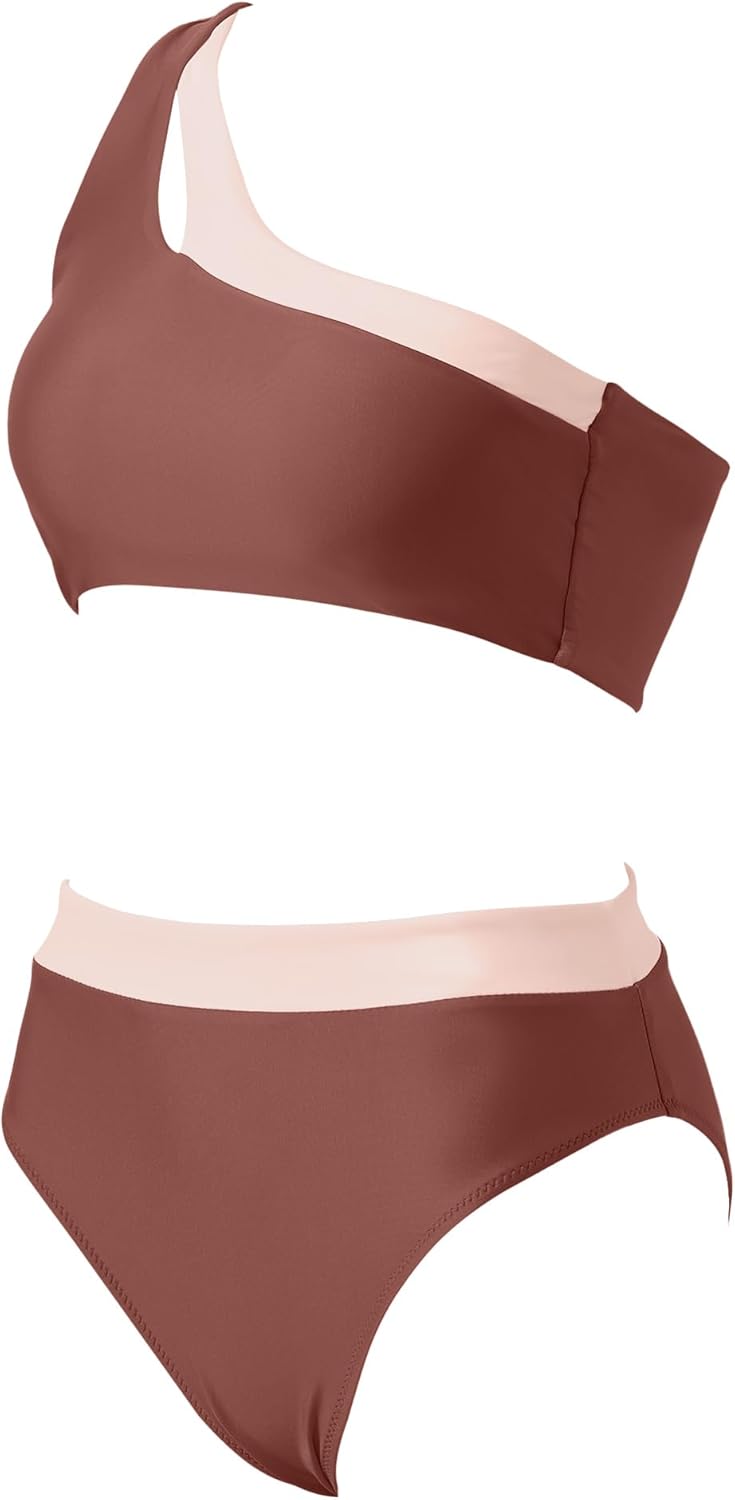 MOOSLOVER Women Cutout One Shoulder High Waisted Bikini High Cut Two Piece Swimsuits - Image 4