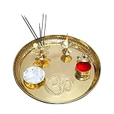 Ce thali de pooja en laiton est idéal pour les poojas, les havans et autres rituels de pooja. Idéal pour décorer Diwali, Raksha Bandhan, Navratri et autres occasions spéciales.