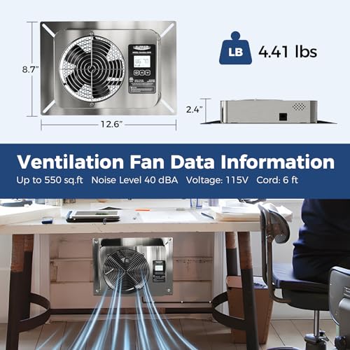 ALORAIR 300 CFM Crawlspace Ventilator Fan with Humidistat, Stainless Steel Exhaust Vent Fans with Digital Display, Timing Cycle, Freeze Protection Thermostat, for Basement, Garage, Attic, Grow Tent - Thumbnail 5