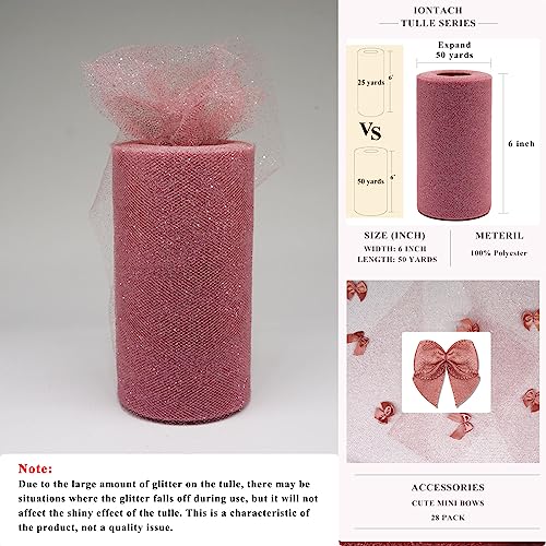Rose Gold Glitter Tulle Rolls 6 Inch By 50 Yards Sparkle Fabric Ribbon For Diy Tutu Skirt Sewing Bow Wedding Decorations Craft Supplies #TOP2