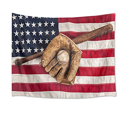 LB タペストリー おしゃれ 壁掛け 風景 アメリカ 国旗 レトロ 独立記念日(サイズ:150x100cm)アメリカ旗 野球セット インテリア 多機能 ホーム装飾 部屋 窓 個性ギフト 布 ポスター