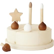 Smooth Surface Wooden Birthday Cake Toy Decorative Pretend Pretend Cake Set for Display, Children , Single Layer Star Linden Wood Cream Cake