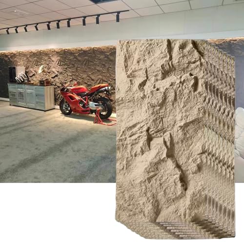 Paneles de pared 3D, chapa de piedra artificial para uso en interiores y exteriores, papel pintado de textura de poliuretano impermeable, paneles decorativos de molde, amarillo, 8 piezas