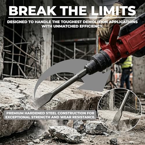 Image of IBELL Breaker Demolition Hammer bit PH65 Flat Chisel width 30mm Length 400 mm for Concrete /Wall Chiselling
