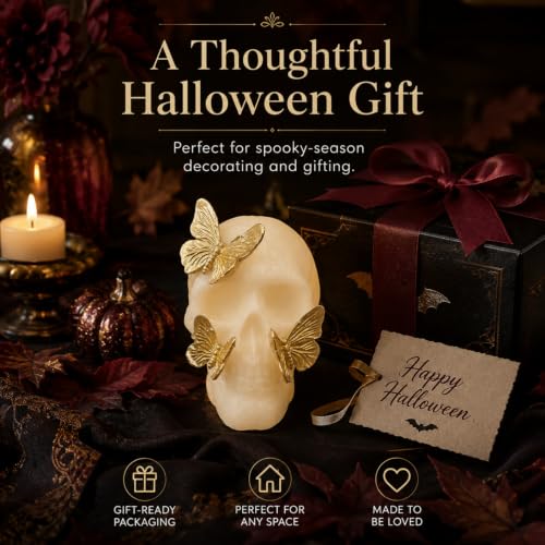 LFLKPY Halloween Skull Decor with LED Glow, Gothic Resin Skull Statue - image 8