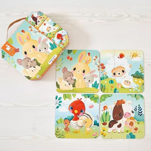 Puzzle in valigetta 4in1 - Fattoria con animali - 6-9-12-16 pezzi - 4