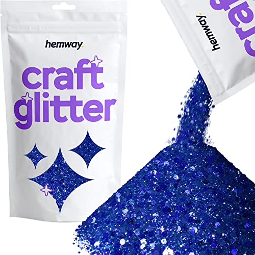 Hemway Craft Glitter Sapphire Blue 100g Multi Size Glitter for Crafts Resin, Cosmetic, Nail, Face, Body, Festival, Tumblers
