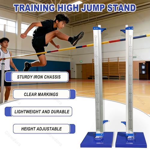 Glowdora Heavy-Duty Training High Jump Stands Track and Field High Jump Standards for Competition with Stable Base for Athletics, School, Stadium, Crossbar Not Included