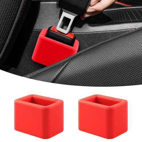 Image of 2 PCS Seat Belt Buckle Holder, Silicone Seatbelt Buckle Booster to Makes Receptacle Stand Upright for Easy Access (Red)