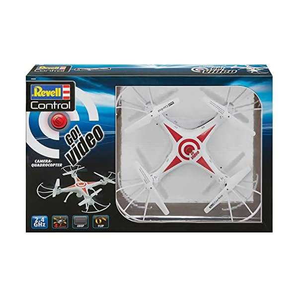 Revell 23858 RC Kamera-Quadrocopter GO Video, GHz, Akku, Flip-Funktion, Rotorschutz, Geschwindigkeitsstufen ferngesteuerter Quadcopter, weiÃ, 31cm – Bild 3